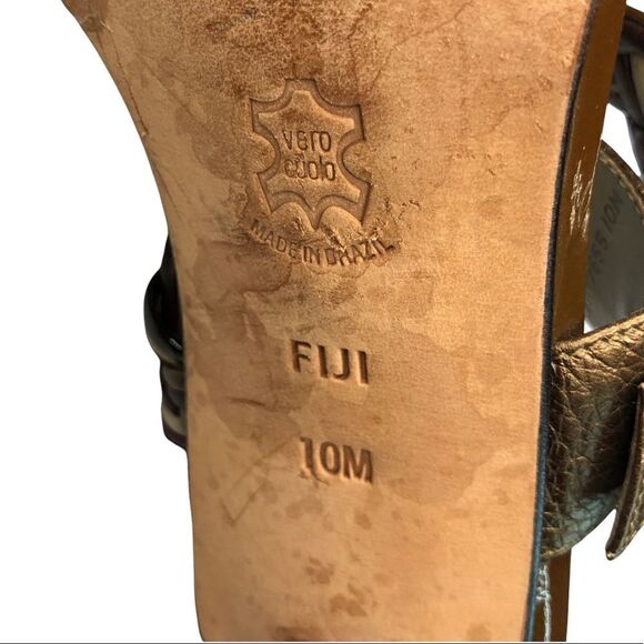 Brighton Figi Sandals Braided Metallic Tones Leather Silver Buckles Size 10 - Picture 6 of 7